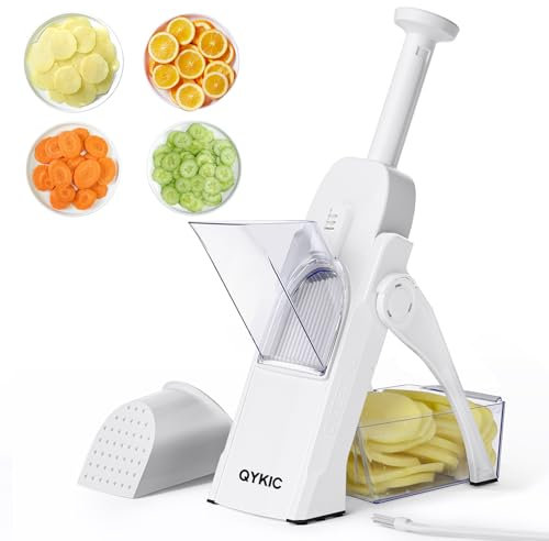 Affettatrice per mandolina sicura per cucina, professionale regolabile mandolino affettatrice per verdure, affettatrice per patate, Spessore regolabile, Solo funzione di affettatura (Bianco)