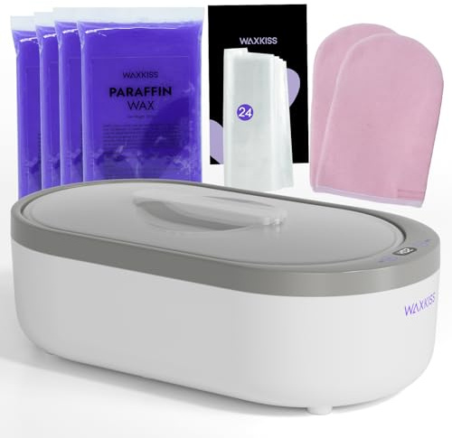 Piccola macchina per cera di paraffina per mani – Macchina per cera di paraffina 2000 ml di piccole dimensioni con 3 confezioni di cera di paraffina schermo digitale per bagni di paraffina
