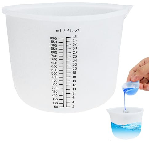 TULEBOLIAN Gobelet Doseur en Silicone 1000ml pour Résine Époxy – Gobelet Mesure Resine, Grand Verre de Mesure Flexible avec Graduation Précise, Résistant à la Chaleur, pour Moulage, DIY et Cuisine