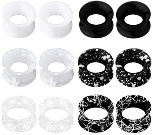 Uwiyo 6 Paires Écarteur d Oreilles en Silicone, Tunnel Oreille Plugs d'oreille en Silicone Flexibles Coloré Plug Ecarteur Oreille Tunnels de Chair Forme de Cerceau Unisexe, 3-20mm