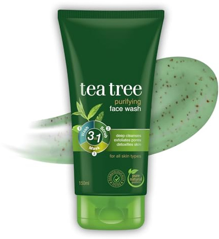 Tea Tree Purifying Natural Face Wash – 150ml | Deep Cleanses, Exfoliates Pores & Detoxifies Skin | Gentle Face Wash for All Skin Types | For Men & Women