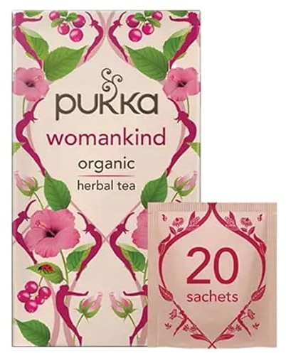 Pukka Herbs | Womankind Organic Herbal Tea Box | Chamomile, Shatavari, Vanilla, Cranberry, Rose, Hibiscus | Ideal For Balanced Harmony | Caffeine Free | 2 Packs | 40 Plant Based Biodegradable Tea Bags