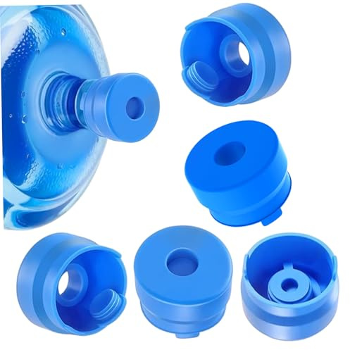 Hintyne 5 Tappi per brocca d'Acqua da 5 galloni riutilizzabili in Silicone Alimentare per Bottiglie con Tappo Standard/a Vite/a Corona da 55 mm