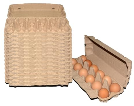 15 cajas de huevos, 12 unidades de soporte para huevos anticolisión, bandeja de almacenamiento de pulpa de papel natural resistente, perfecta para almacenar adicionales para refrigerador