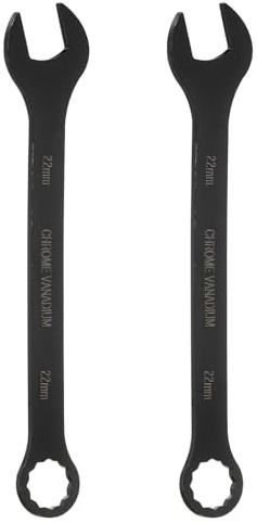 HARFINGTON 2pcs Metric Combination Wrench 22mm CR-V Steel 12-Point Box & Open End Double Ended Wrenches Spanners Tools for Household Automotive Machinery DIY Repair, Black