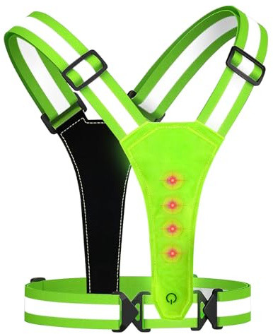 Waldspring LED Gilet Reflechissant Velo, Gilet Velo Clignotant, Gilet Lumineux Vélo et Course à Pied Jogging avec Ceinture Réflectrice, Adapté aux Enfants et aux Adultes, Jogging Réflecteur