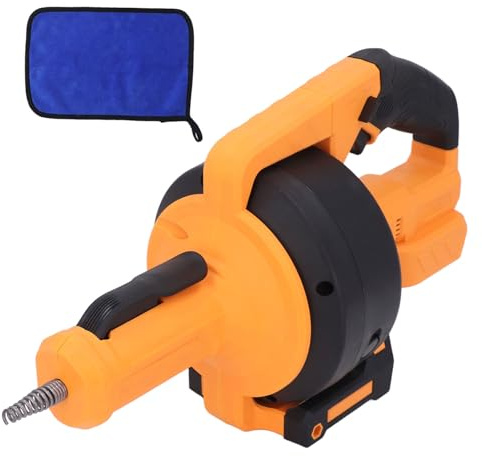 Tarière électrique sans Fil pour évacuations, Outil de débouchage à Serpent plomberie à Alimentation Automatique, câble Flexible de 7 m pour l'élimination des Poils, adapté aux tuy (Jaune)