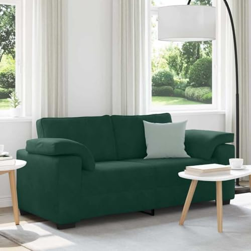 mzdioop Tvåsitsig soffa mörkgrön, 180 x 77 x 82 cm sammet, bekväm relaxsoffa för vardagsrum, sovrum, robust ram