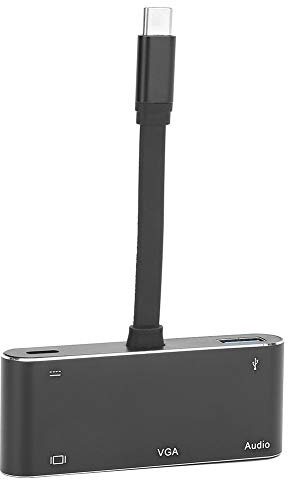 Ausla Expand Adapter 5 i 1 Typ C-adapter, Högklassigt Material USB Till - med 4K 1080P VGA Audio USB 3.0 PD-laddning, för Bärbar Telefon HDTV-projektor (Svart)