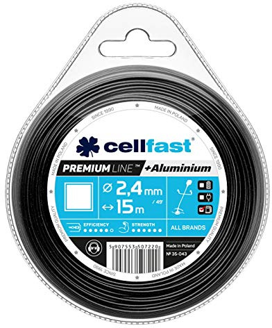 Cellfast Fil De Coupe Fil De Débroussailleuse Renforcé Acier Trempé Et Résistant Premium Carré 2,4 mm 15 m
