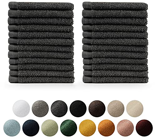 Blumtal - Set med 24 st - ansiktshandduk - tvättlapp - liten handduk - mjuk och absorberande - 100% bomull - Oeko-TEX® certifierad - antracit