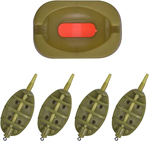 ANCLLO Inline Method matare set karp fiskedrag 4 inline-metodmatare med 1 gummiform karp fisketillbehör