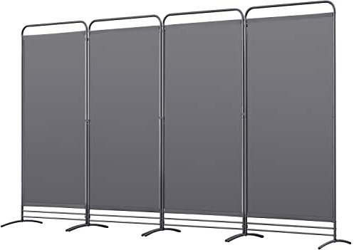 Angel Living 4-Panel Room Divider Folding Panel Screen Movable Partition Privacy Separator Wall Furniture Indoor Bedroom Office Paravent Partition Separator, 324 x 180cm Grey