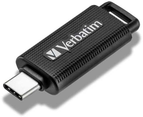 Verbatim Store 'n' Go USB-C Stick, kompakter Speicherstick mit 64 GB Datenspeicher, portabler USB Stick in Schwarz, ideal für Handy, Laptop, PC und Notebook