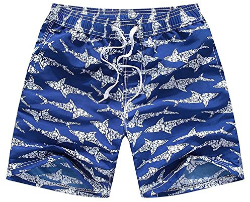 FedMois Short de Bain pour Garçon et Enfant Maillot de Bain avec Slip Intérieur en Filet Séchage Rapide, Bleu, 7-8 Ans