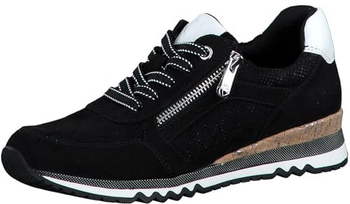 MARCO TOZZI Damen Sneaker flach mit Reißverschluss Vegan, Schwarz (Black/white), 40 EU