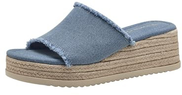 Tamaris Damen Plateau Mules Textil Sommer; DENIM/blau; 41 EU