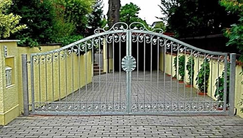 Gartentor Hoftor Tor Monaco-GT400/100A incl. Torantrieb Schmiedeeisen Feuer Verzinkt 400 cm 4m breit massiv Rundbogen Doppelflügeltor