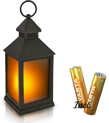 Lanterna a LED, decorazione per balcone, lanterna per esterni e interni, luce per tomba, lampada per tomba, lanterna per esterni con effetto fiamma e batterie
