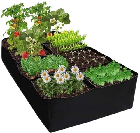 Bolsas para Plantas, Bolsas de Cultivo para Plantas, 8 Plaids Grow Bag Pot, 180 x 90 x 30 cm, Bolsa de Cultivo de Tela Reutilizable, para Tomates, Pimientos, Fresas