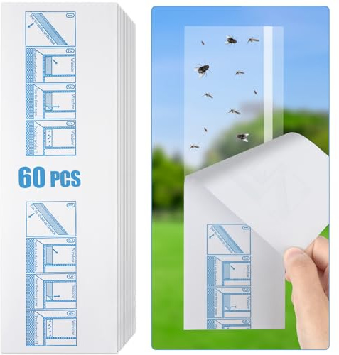 Flintronic 60 PCS Trampa Moscas Ventana, 21 x 7 cm Pegatina Moscas Ventana, para Moscas Interior Transparente, Trampa para Insectos para Ventana, para Moscas Jejenes, Domésticas