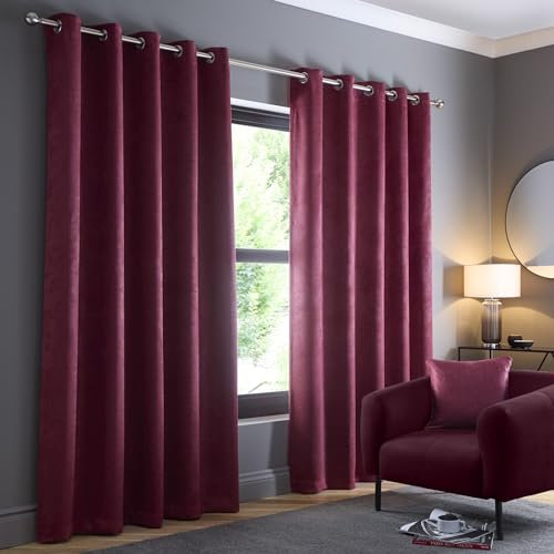 Fusion - Wine Red Curtains W90 x L90 (229 x 229cm) - 2x Panels - Eyelet Curtains in Red Wine - Thermal Curtains for Bedroom/Living Room - Red Curtains & Drapes - Door Curtains - Strata Collection