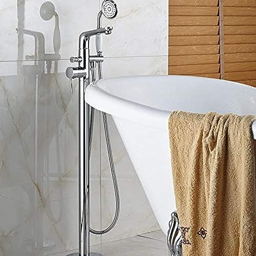 – Robinets De Bain Et De Douche Chromés, Une Poignée Avec Douche À Main En Céramique, Robinet Mitigeur De Baignoire Sur Pied