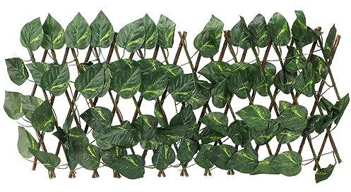 CHEOTIME Pantalla de Pared para Valla de privacidad de Hiedra Artificial, 11,02 x 78,74 Pulgadas, protección Solar, Paneles de Valla de setos Artificiales Impermeables para (Epipremnum Aureum Leaves)