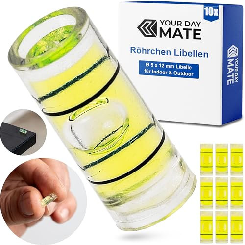 Set di livelle a tubo, 10 pezzi, con 12 x Ø 5 mm esterno, livella a bolla d'aria senza etichetta, tubo per livella ad acqua, livella a 1 via, livella circolare per caravan, macchina fotografica
