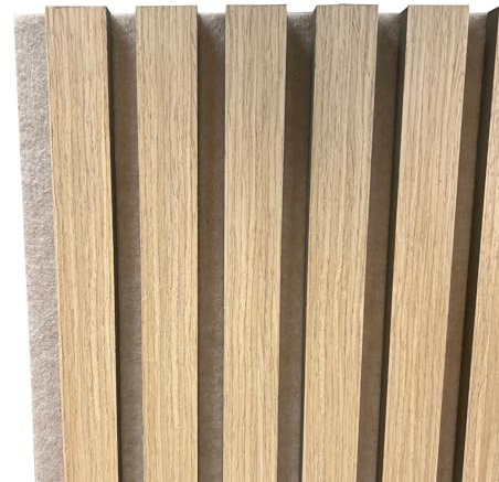 Masquepack – Panel Acústico Decorativo de Madera Roble Natural MDF 240x60 cm - Paneles Decorativos para Pared, Absorción de Sonido y Diseño Moderno (240x60 cm - Beige, 1)