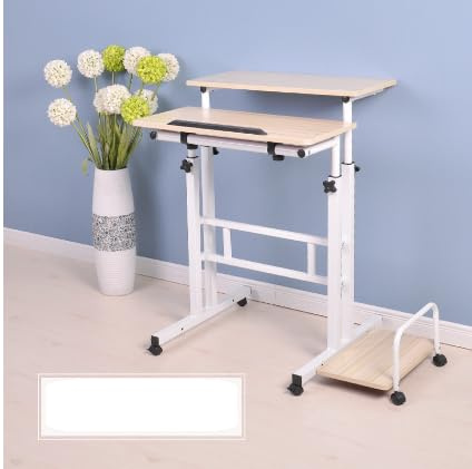 OHMG - Escritorio plegable con ruedas, plegable portátil, mesa de escritorio plegable con almacenamiento, escritorio para ordenador pequeño espacio estaciones de trabajo, mesa auxiliar plegable (arce