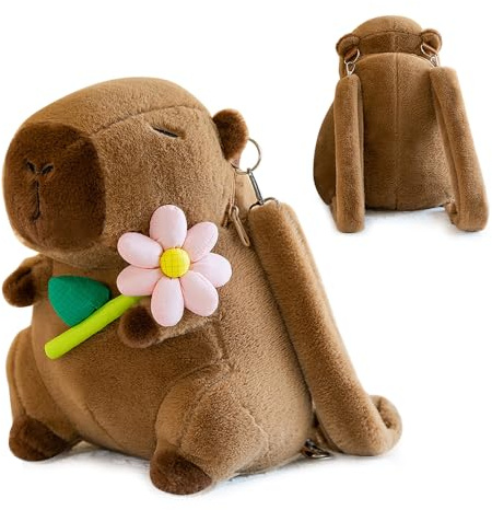 KBIBCK Capybara Sac à dos en peluche Capybara pour enfants, marron, dessin animé, sac à dos en peluche, sac à dos pour enfants, sac à dos d'écolier avec grand espace de rangement, cadeau