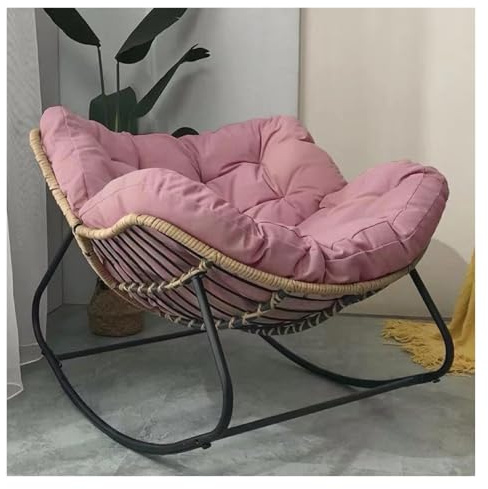 QAQCDAHJI Fauteuil Papasan d'intérieur, Chaise Longue surdimensionnée en Osier, Fauteuil œuf de détente for Patio, Balcon, Jardin ou Salon (Beige)(Pink)