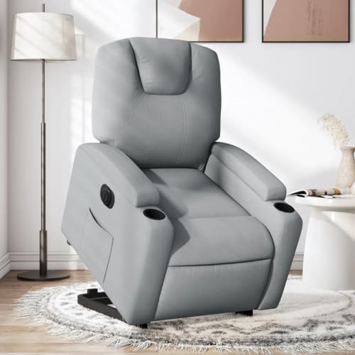 Mimdixy Poltrona relax con supporto per alzarsi, in tessuto grigio chiaro, per soggiorno, camera da letto, home cinema, veloce da installare