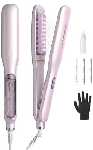 SHEGLAM Steam Flat Iron Hair Straightener 1.5 Ceramic Flat Iron with Combs