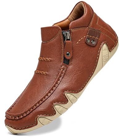 Botines ortopédicos para hombre para senderismo, camping, tacón bajo, diseño de deslizamiento, para invierno