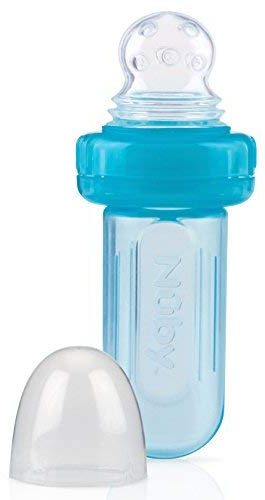 Nuby EZ Squee-Z Silicone Self Feeding Baby Food Dispenser (Blue, 1 Count (Pack of 1))