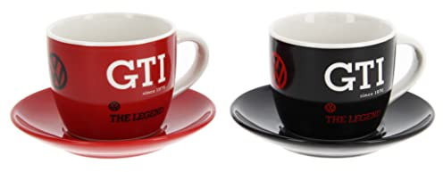 BRISA VW Collection - Volkswagen Ensemble tasse à espresso, café, thé et cappuccino (GTI The Legend/Rouge & Noir/2 Tasses)