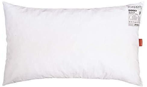 Zoeppritz Relleno de cojín GOOSY – 100% algodón, Relleno con 70% Plumas de Pato y 30% Varillas de células de Aire elásticas – Fabricado en Alemania, algodón, 000 White, 30 x 50 cm