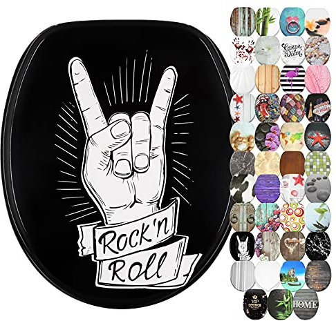 Sanilo Sedile WC con chiusura ammortizzata, grande scelta di belli copriwater da legno robusto e di alta qualità (Rock N Roll)