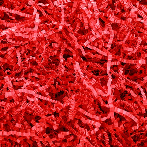 Papier froissé déchiqueté de remplissage pour boîte cadeau, papier froissé métallique déchiqueté froissé pour herbe de Pâques, mariage, anniversaire, sacs (rouge, 0,9 kg)