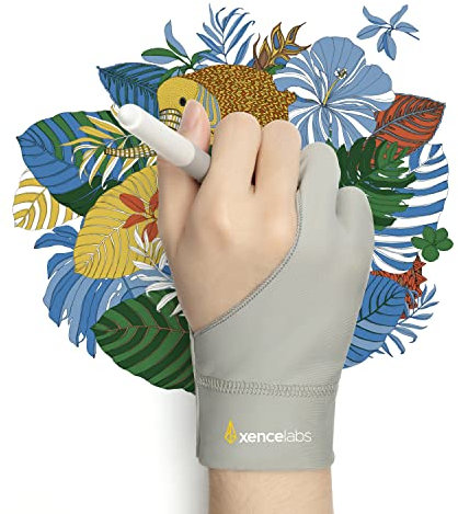 XENCELABS Zeichenhandschuh Antifouling Handschuh für Grafiktablett, Digital Drawing Glove, Künstlerhandschuh für Rechts und Links, Zwei-Finger-Handschuh, Grau, M