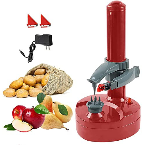 Pelador Automático Eléctrico para Circular Frutas y Verduras, con Base Antideslizante y 2 Hojas Afiladas, Fácil de Usar y Limpiar, Ideal para Regalos de Cocina
