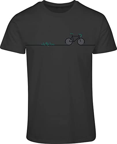 Fahrrad T-Shirt Herren : Ride The Line - Sport Tshirts Herren - Mountainbike Rennrad Shirt MTB (XXL)