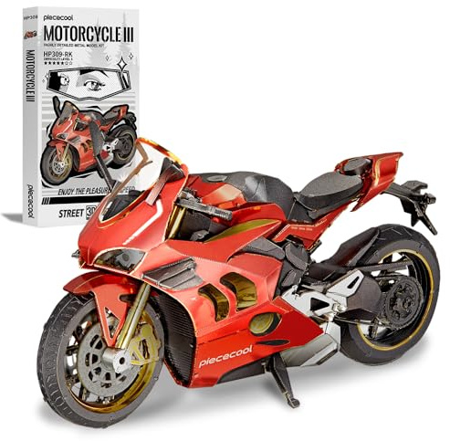 Piececool 3D Puzzle Metal Silver Motorcycle, Classic Transportation Craft Model Kits for Adults to Build, 3D Puzzles Adult Teens for 304 Stainless Steel, Ideal as Gifts, Home Decoration, 218 Pieces
