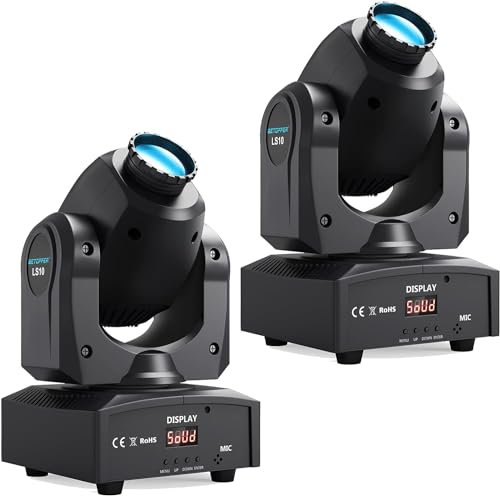 BETOPPER Cabeza Móvil LED RGB, Foco DJ DMX con Modos Auto/Sonido - Luz Estroboscópica para Escenarios, Bares y Hogar LS10 (2 Unidad)