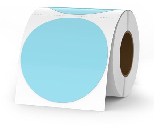 YIKIADA Etiquetas térmicas azules de vinilo de 76 mm, autoadhesivas, para direcciones, impermeables, para impresoras, logotipos, código QR, inventario, 500 unidades