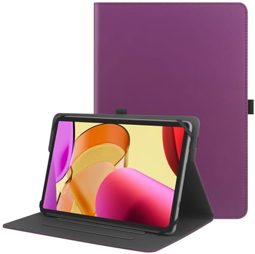 HGWALP Custodia universale per Tablet da 9-11 pollici，Multi-Viewing Angles PU Leather Stand Folio Cover con Porta Penna per 9 10.1 10.5 11 Touch screen Tablet-Purple