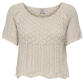 ONLY Damen Onlnola Life S/S Pullover KNT Nca, Cloud Dancer, L