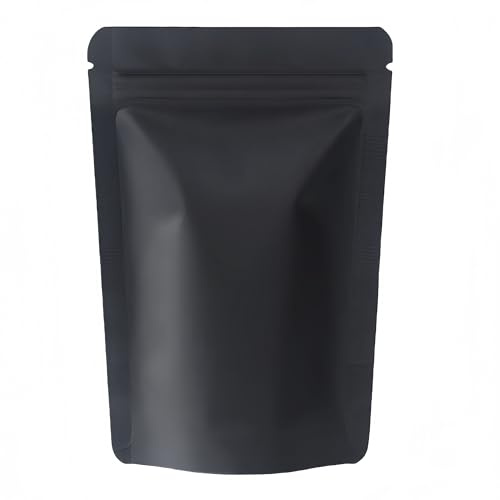 50 bustine Mylar, sacchetti richiudibili stand up, sacchetto in alluminio con chiusura lampo nero per alimenti, sacchetto a prova di odori, sacchetto Mylar con chiusura a caldo da 3,5 per